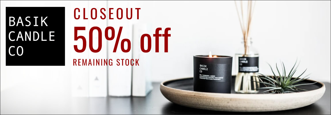 Closeout on all Basik Candle Co products