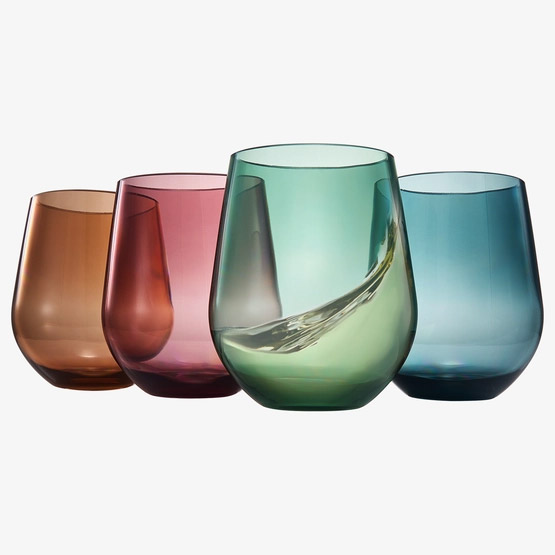 Muted-Colors Stemless Wine Glass, 15oz
