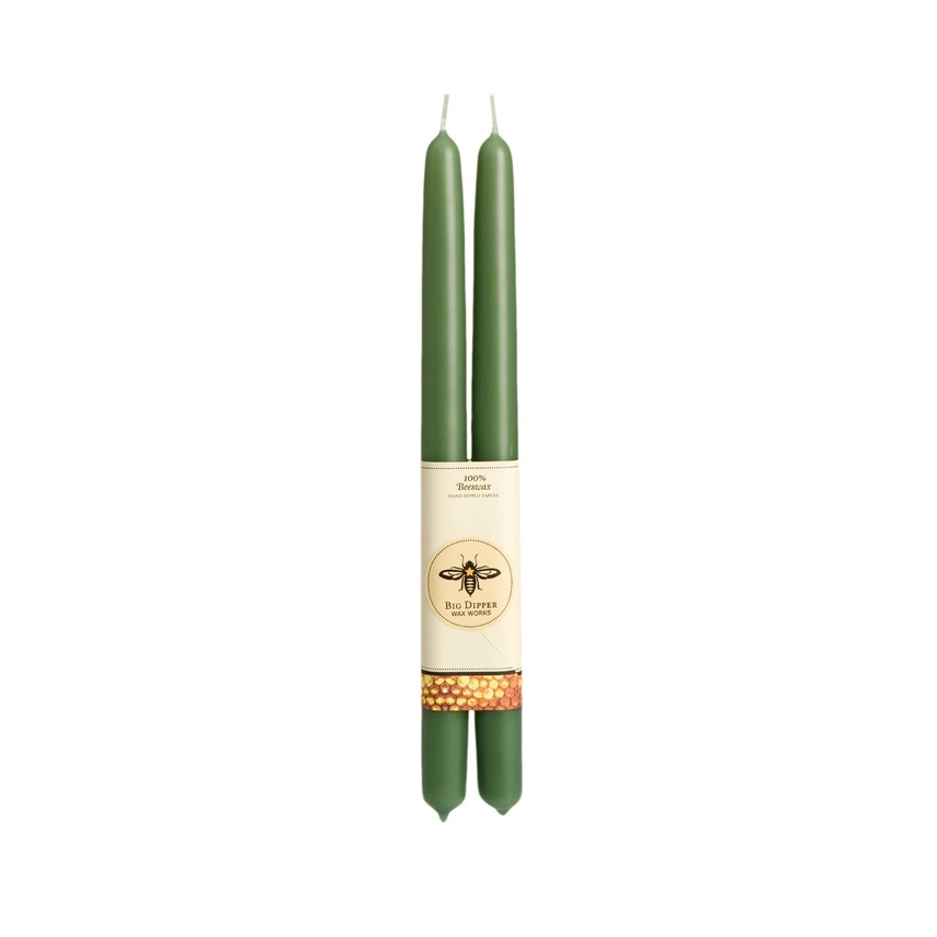 Beeswax Taper Candle Set, Moss Green