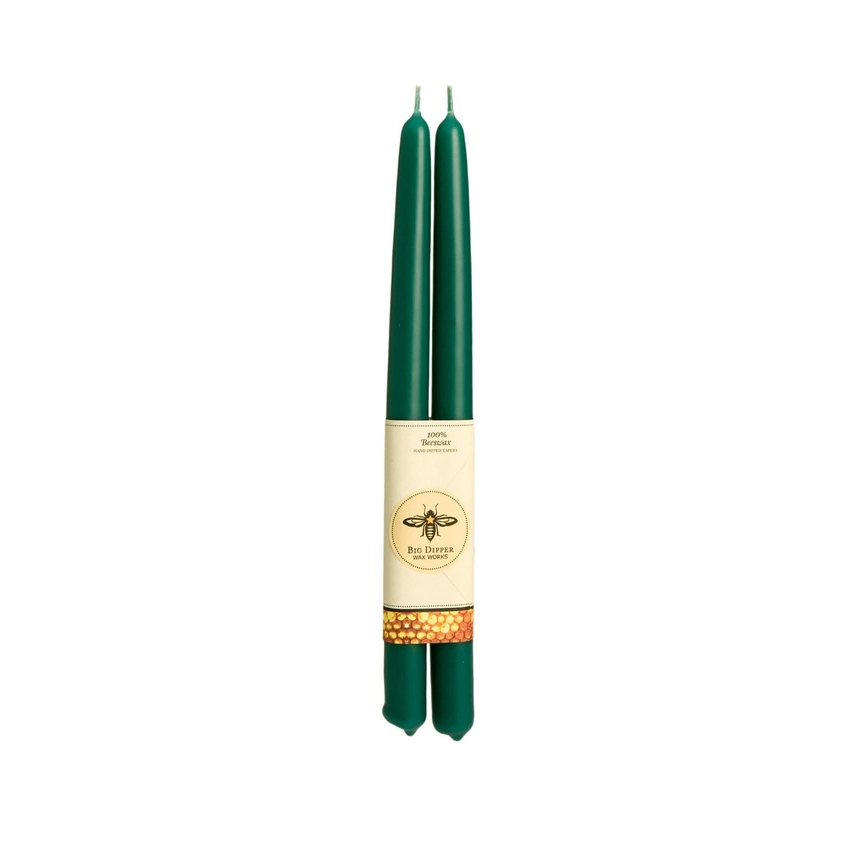 Beeswax Taper Candle Set, Forest Green