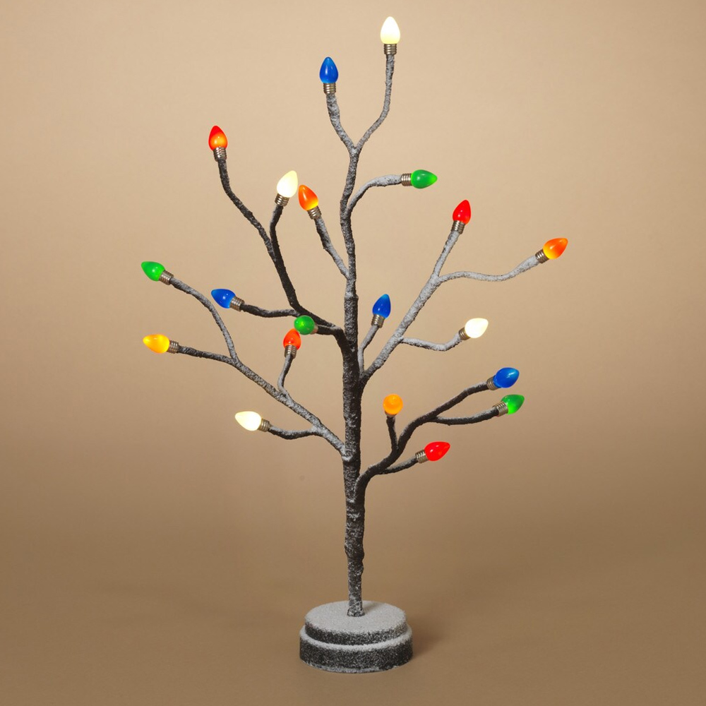 Retro Lighted Snowy Twig Tree