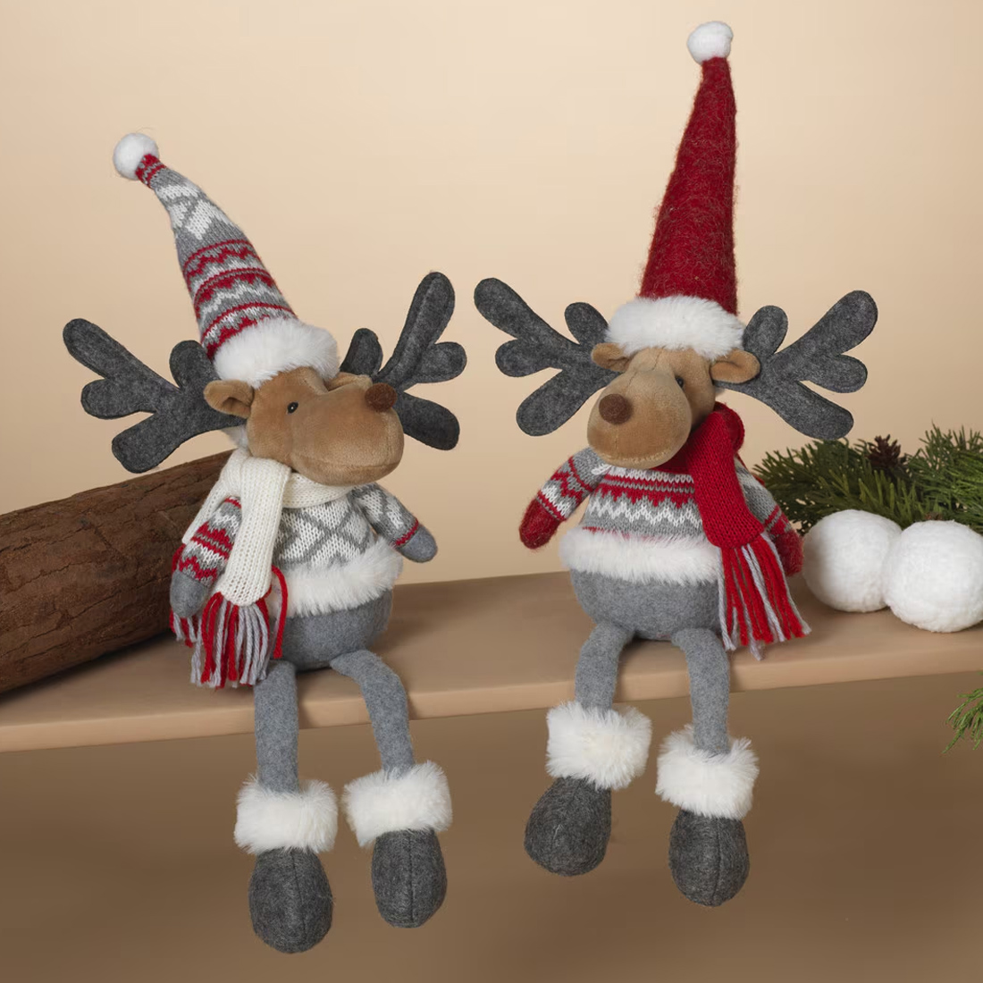 Holiday Moose Shelf Sitter, Assorted 1pc