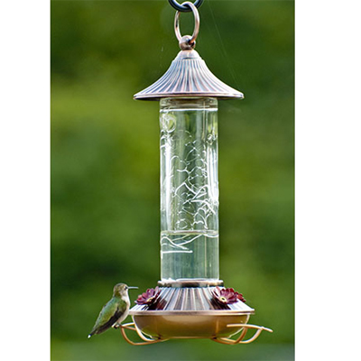 Embossed Glass Hummingbird Feeder