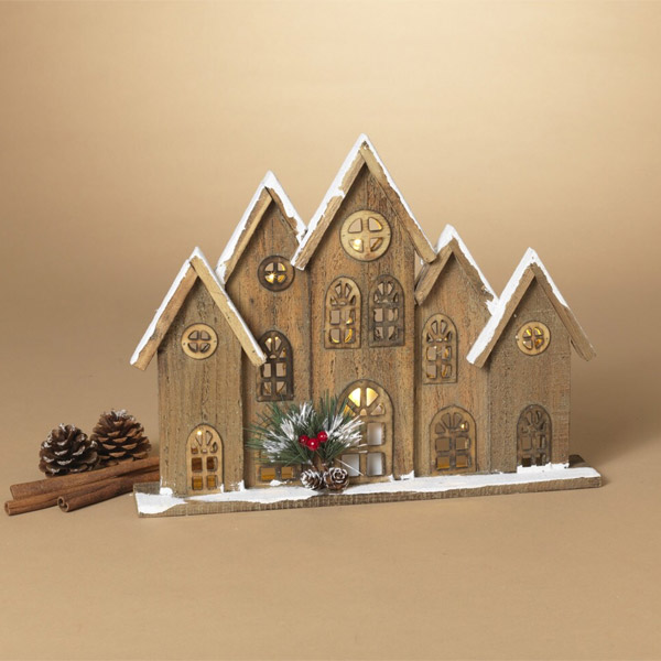 Lighted Holiday Wood House