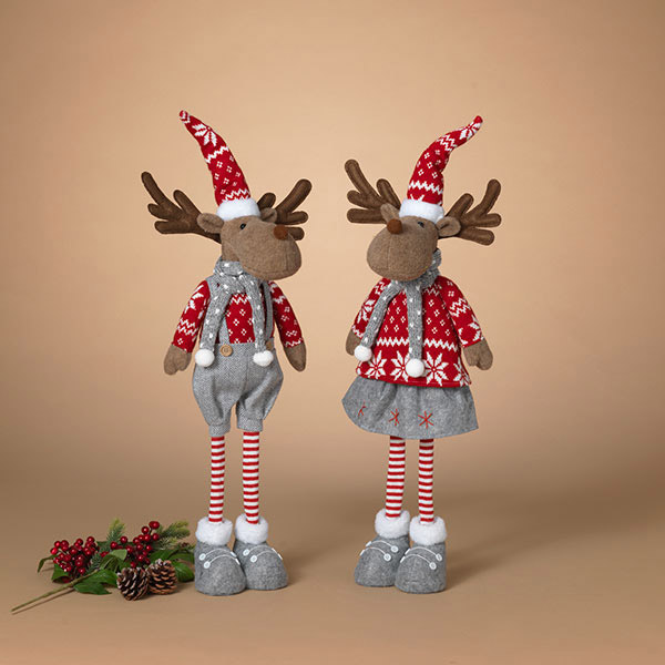 Tall Holiday Moose, Assorted 1pc