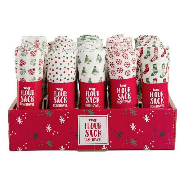 Holiday Floursack Dishtowel, Assorted 1pc