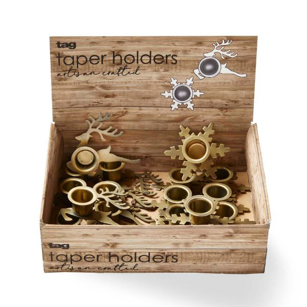 Holiday Taper Holder, Assorted 1pc