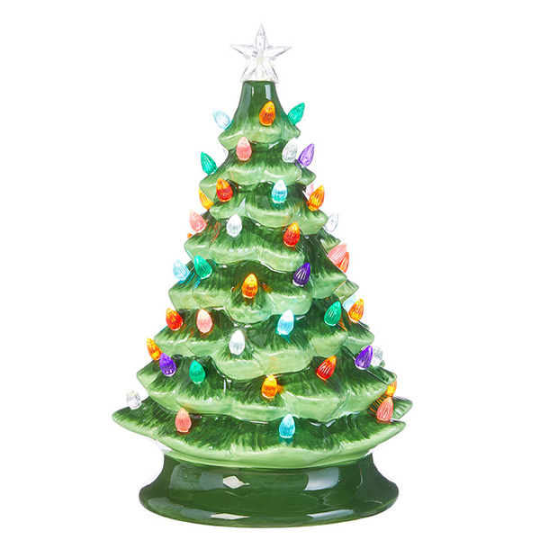 Vintage Ceramic Green Tree, 13-Inch