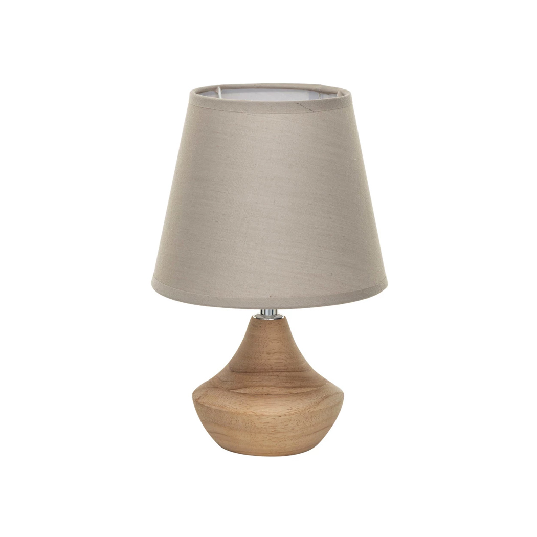 Wood Table Lamp with Linen Shade