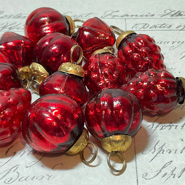 Mercury Glass Ornaments, Red