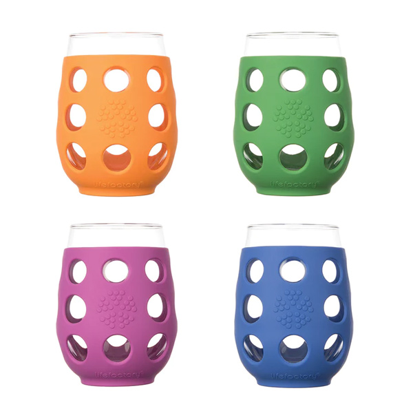 Lifefactory 17oz Wine Glass 4-Pack, Brights