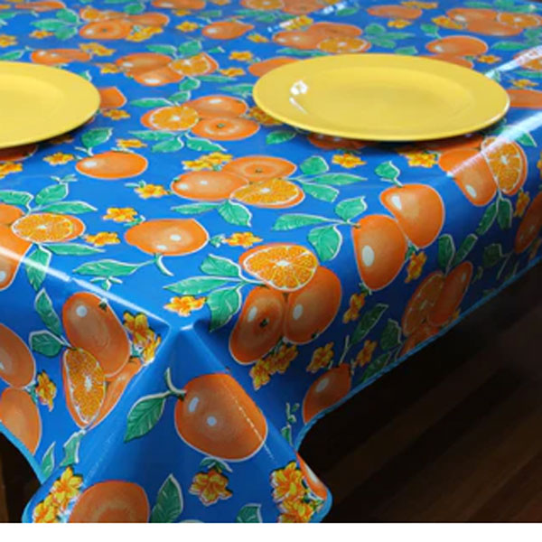 Rectangle Oilcloth Tablecloth, Blue Orange