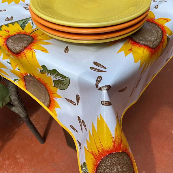 Square Oilcloth Tablecloth, Sunflower