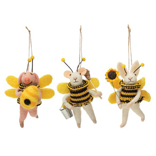 Bee Costume Felt Ornament, Assorted 1pc