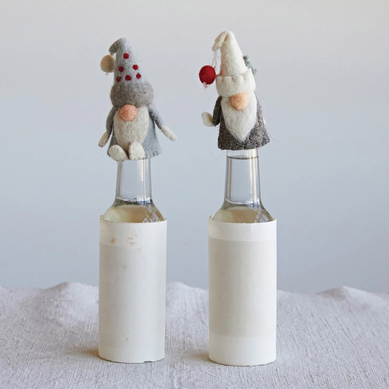 Wool Felt Gnome Bottle Topper, Assorted 1pc