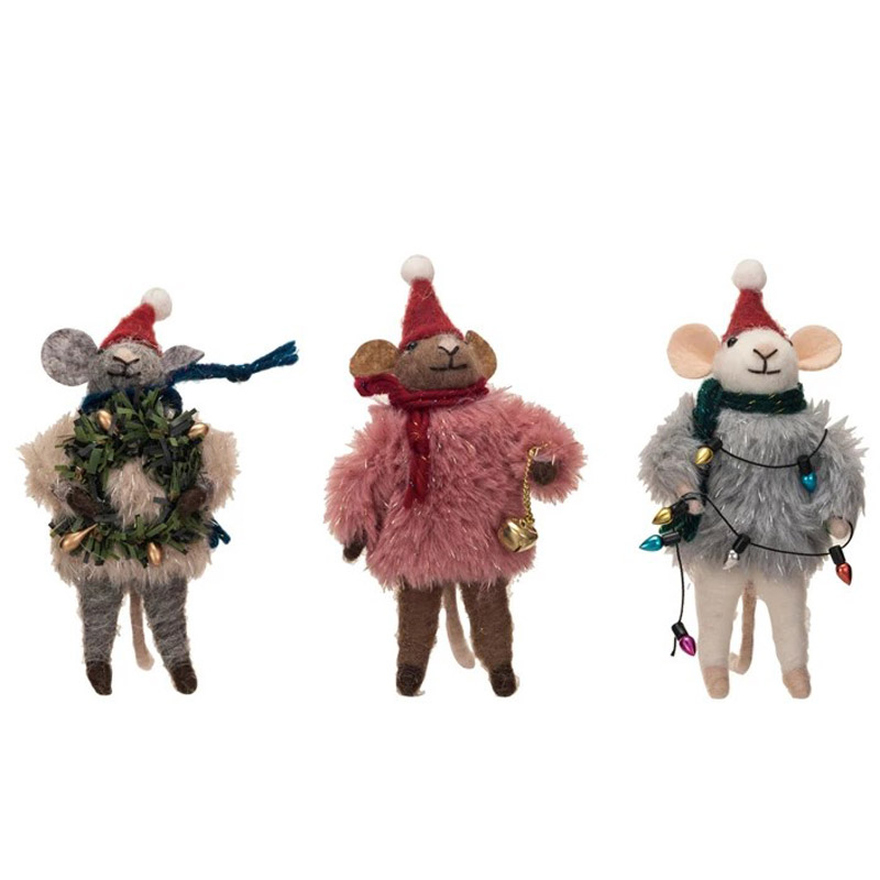 Fancy Holiday Mouse Ornament, Assorted 1pc